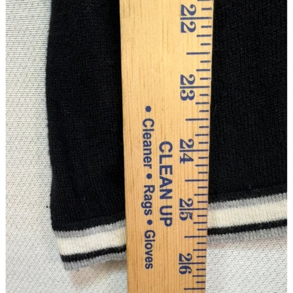 Talbots Womens Cardigan Sweater Petite Black White Trim Button Front - Picture 5 of 9